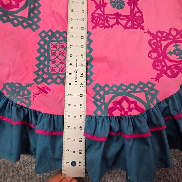 Vintage MAMO HOWELL Hawaiian Aloha Tropical Maxi Muumuu Dress Ruffles Pockets 12 - Picture 12 of 13